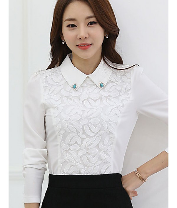 Women's Doll Collar Lace / Chiffon Long Sleeve Blouse