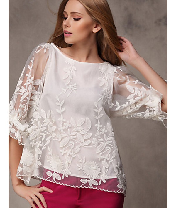 Women's Valuable Gracegul Stitchwork Lotus Sleeve Loose Shirt